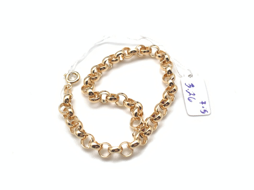 New 18K Saudi Gold Round Chain Link Bracelet Size 7.5 - Rafant