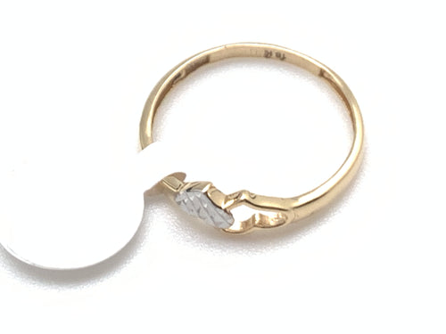 New Real 18K Saudi Gold Double Heart Ring Size7.5 Two Tone White and Yellow Gold - Rafant