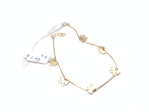 New Real 18K Saudi Gold Bracelets with Ribbon Charms - Rafant