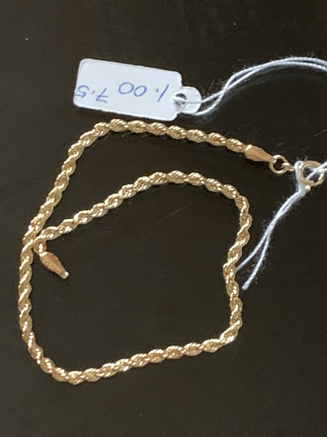 New Real 18K Saudi Gold Rope Chain Bracelet Size 7.5 - Rafant