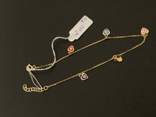 Load image into Gallery viewer, New Real 18K Saudi Gold Bracelet with Heart Charms Size 7.5 - Rafant

