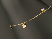 Load image into Gallery viewer, New Real 18K Saudi Gold Bracelet with Heart Charms Size 7.5 - Rafant
