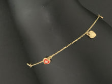 Load image into Gallery viewer, New Real 18K Saudi Gold Bracelet with Heart Charms Size 7.5 - Rafant
