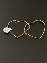 Load image into Gallery viewer, 18K Gold Heart Hoops Loops Earrings Large 3.36 grams - Rafant
