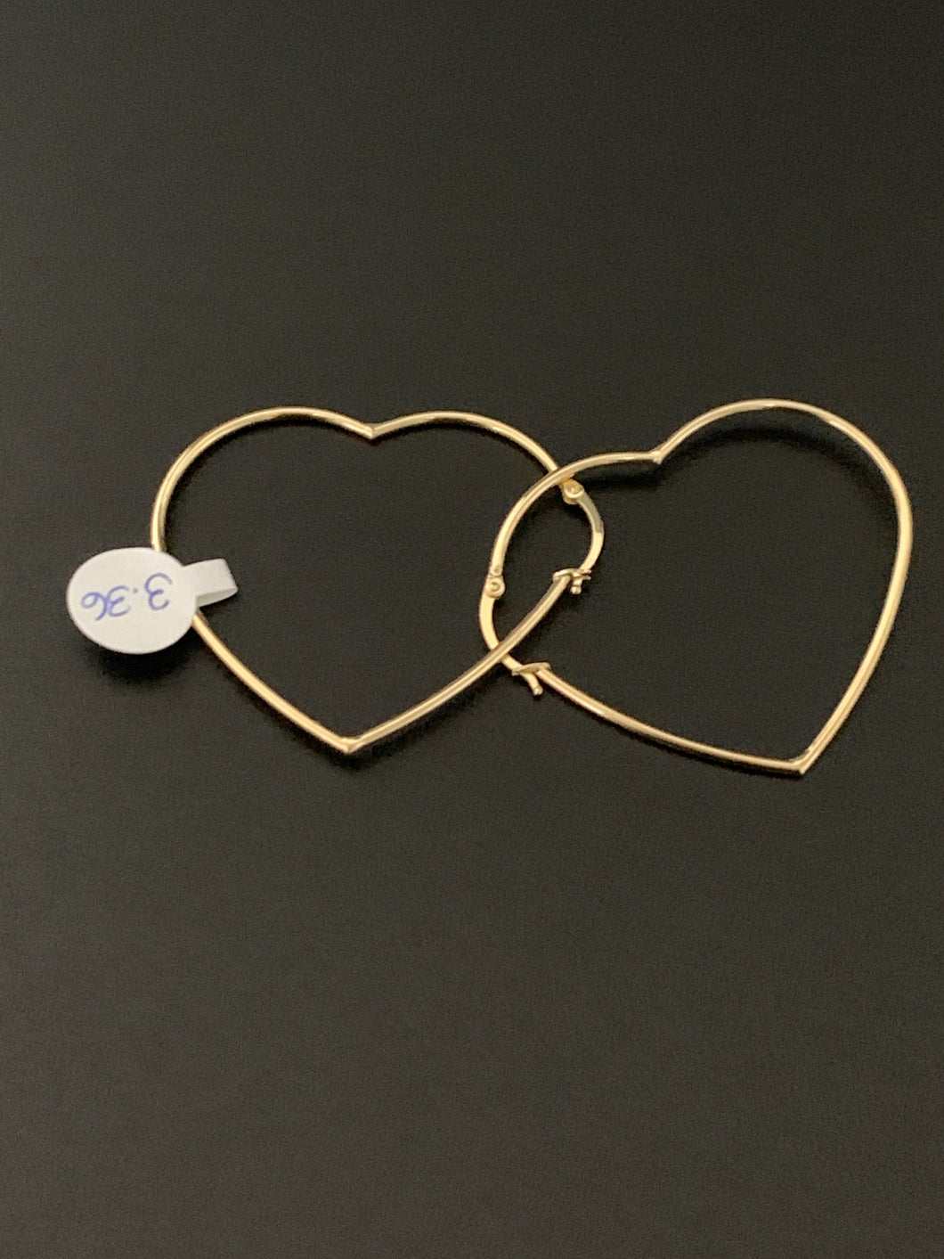 18K Gold Heart Hoops Loops Earrings Large 3.36 grams - Rafant