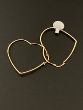 Load image into Gallery viewer, 18K Gold Heart Hoops Loops Earrings Large 3.36 grams - Rafant
