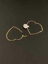 Load image into Gallery viewer, 18K Gold Heart Hoops Loops Earrings Large 3.36 grams - Rafant
