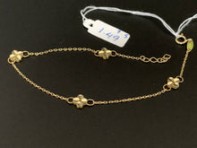 Load image into Gallery viewer, New Real 18K Saudi Gold Clover Charms Bracelet Delicate Dainty Size 7.5&quot; - Rafant
