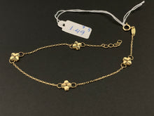 Load image into Gallery viewer, New Real 18K Saudi Gold Clover Charms Bracelet Delicate Dainty Size 7.5&quot; - Rafant
