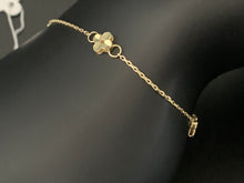 Load image into Gallery viewer, New Real 18K Saudi Gold Clover Charms Bracelet Delicate Dainty Size 7.5&quot; - Rafant
