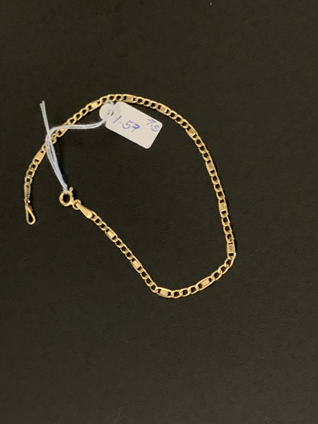 18K Saudi Gold Chain Link Bracelet Size 7.5 Dainty Lightweight 1.57grams - Rafant