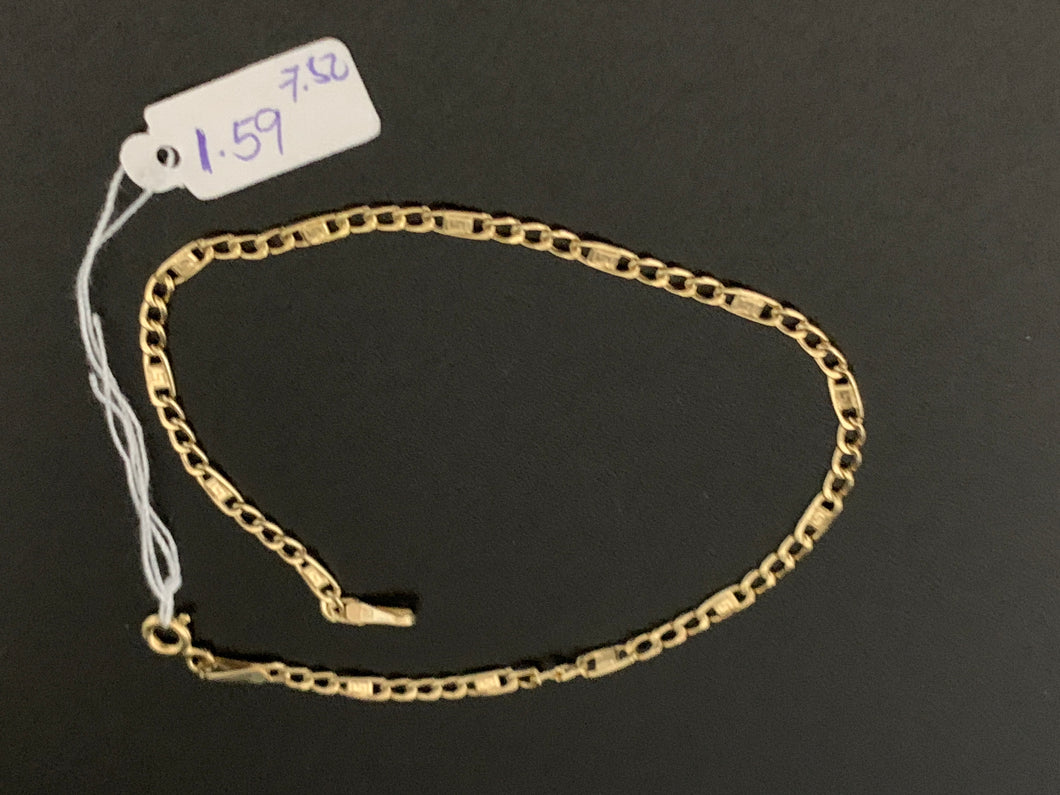 New Real 18K Saudi Gold Chain Link Size 7.5 Bracelet Item #179 - Rafant