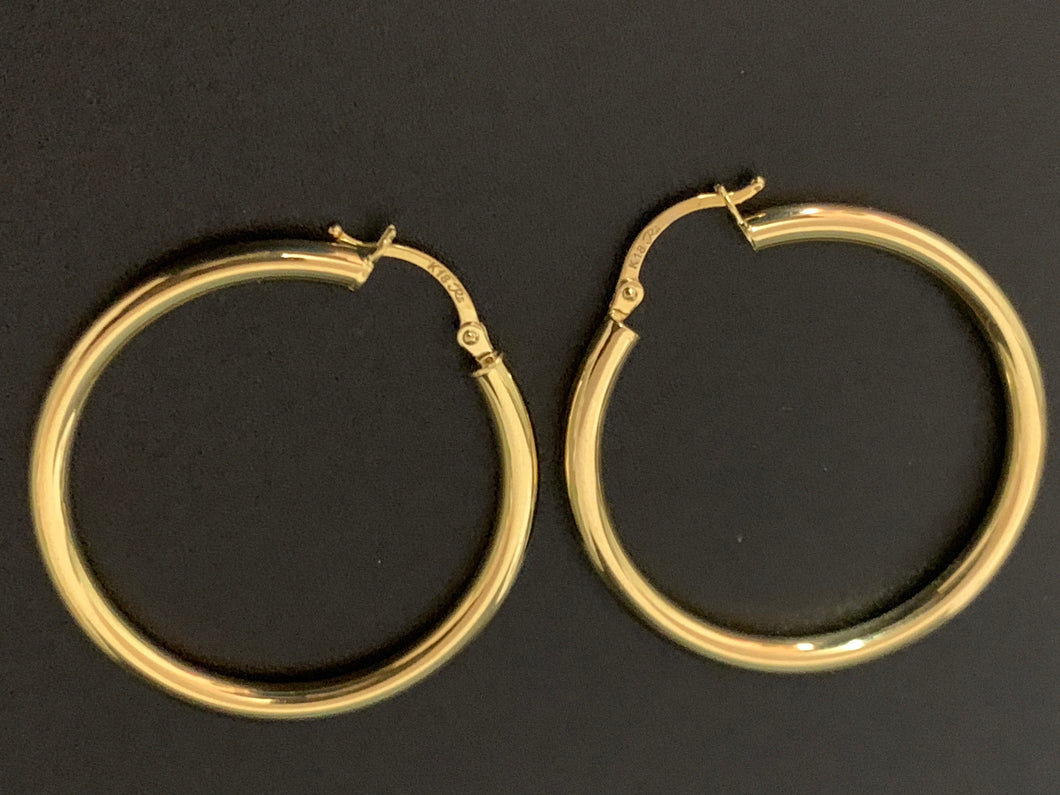 New Real 18K Japan Gold Loops Hollow Hoops Earrings Item184 - Rafant