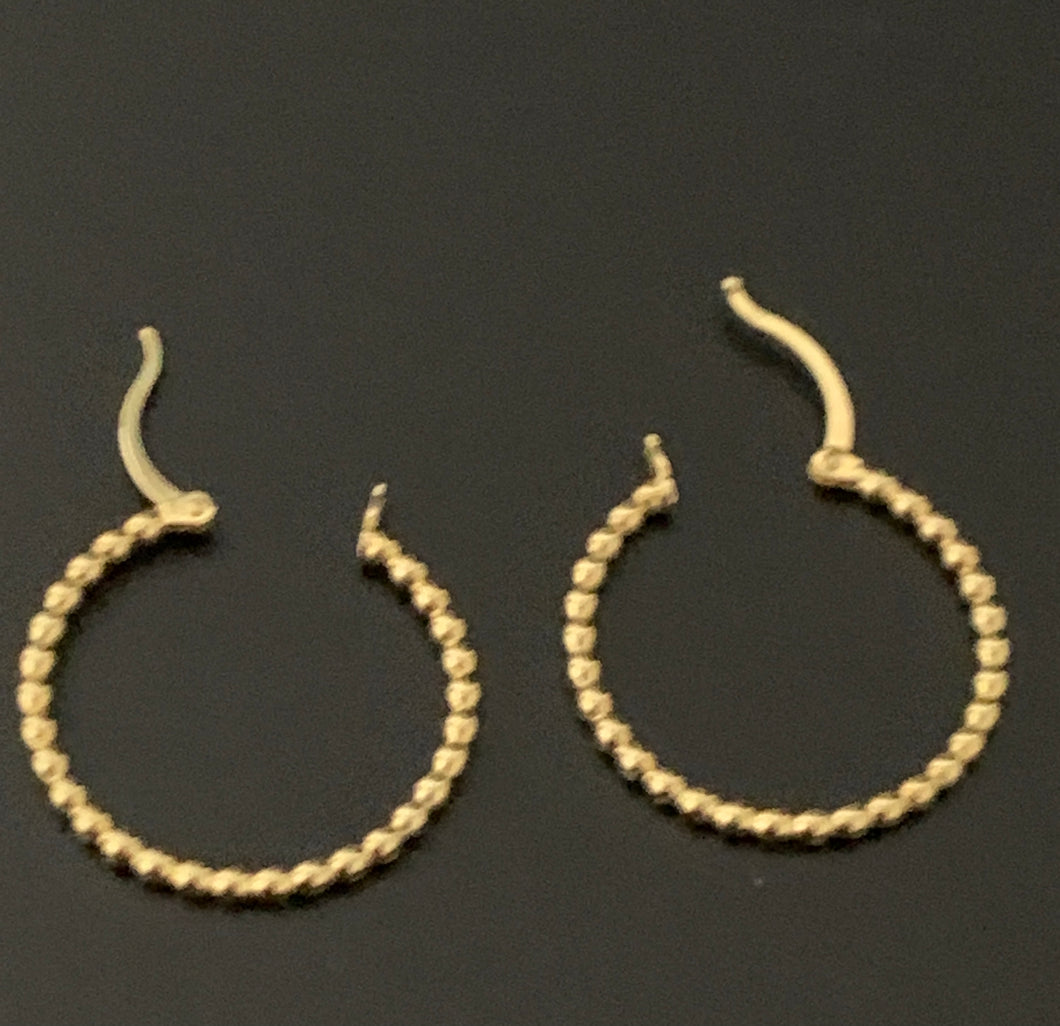 New Real 18K Japan Gold Beaded Bubble Hoops Loops Earrings - Rafant