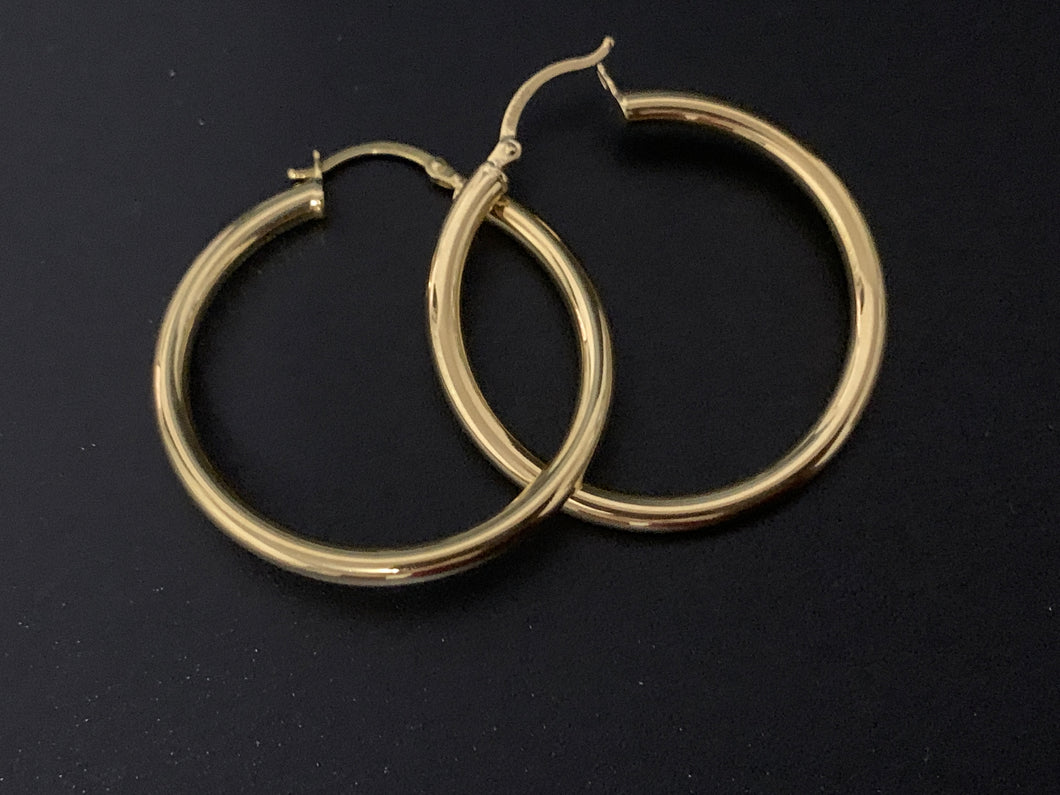 New Real 18K Japan Gold Hoops Loops Hollow Earrings Item190 - Rafant