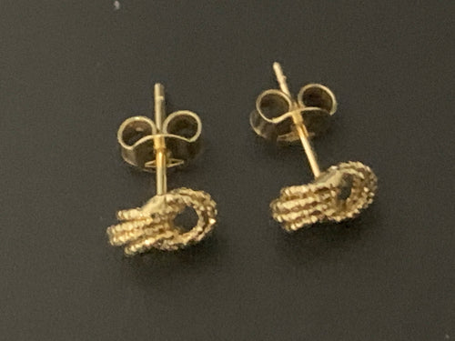 New Real 18K Saudi Gold Stud Knot Earrings - Rafant