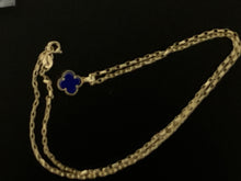 Load image into Gallery viewer, New Real 18K Saudi Gold Necklace 18&quot; Chain  Clover Leaf Lapis Lazuli - Rafant
