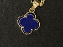 Load image into Gallery viewer, New Real 18K Saudi Gold Necklace 18&quot; Chain  Clover Leaf Lapis Lazuli - Rafant
