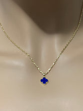 Load image into Gallery viewer, New Real 18K Saudi Gold Necklace 18&quot; Chain  Clover Leaf Lapis Lazuli - Rafant
