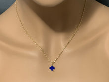 Load image into Gallery viewer, New Real 18K Saudi Gold Necklace 18&quot; Chain  Clover Leaf Lapis Lazuli - Rafant
