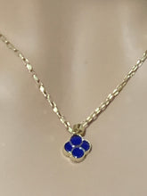 Load image into Gallery viewer, New Real 18K Saudi Gold Necklace 18&quot; Chain  Clover Leaf Lapis Lazuli - Rafant
