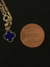 Load image into Gallery viewer, New Real 18K Saudi Gold Necklace 18&quot; Chain  Clover Leaf Lapis Lazuli - Rafant
