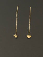 Load image into Gallery viewer, 18K Saudi Gold Tictac Threader Heart Earrings Dainty Tiny Very Lightweight - Rafant
