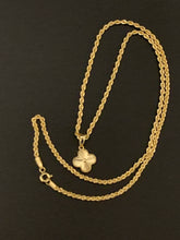 Load image into Gallery viewer, New Real 18K Saudi Gold Necklace 18&quot; Rope Chain w/ Four Clover Leaf Pendant - Rafant
