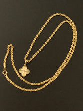 Load image into Gallery viewer, New Real 18K Saudi Gold Necklace 18&quot; Rope Chain w/ Four Clover Leaf Pendant - Rafant
