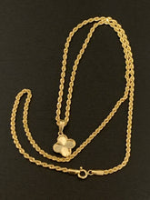 Load image into Gallery viewer, New Real 18K Saudi Gold Necklace 18&quot; Rope Chain w/ Four Clover Leaf Pendant - Rafant
