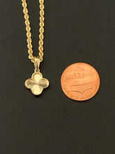 Load image into Gallery viewer, New Real 18K Saudi Gold Necklace 18&quot; Rope Chain w/ Four Clover Leaf Pendant - Rafant
