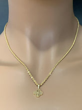 Load image into Gallery viewer, New Real 18K Saudi Gold Necklace 18&quot; Rope Chain w/ Four Clover Leaf Pendant - Rafant
