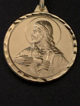 Load image into Gallery viewer, New Real 18K Saudi Gold Necklace Curb 18&quot; Chain Jesus Christ Round Pendant - Rafant
