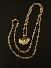 Load image into Gallery viewer, New Real 18K Saudi Gold Necklace 18&quot; Rope Chain w/ Puffed Heart Pendant - Rafant

