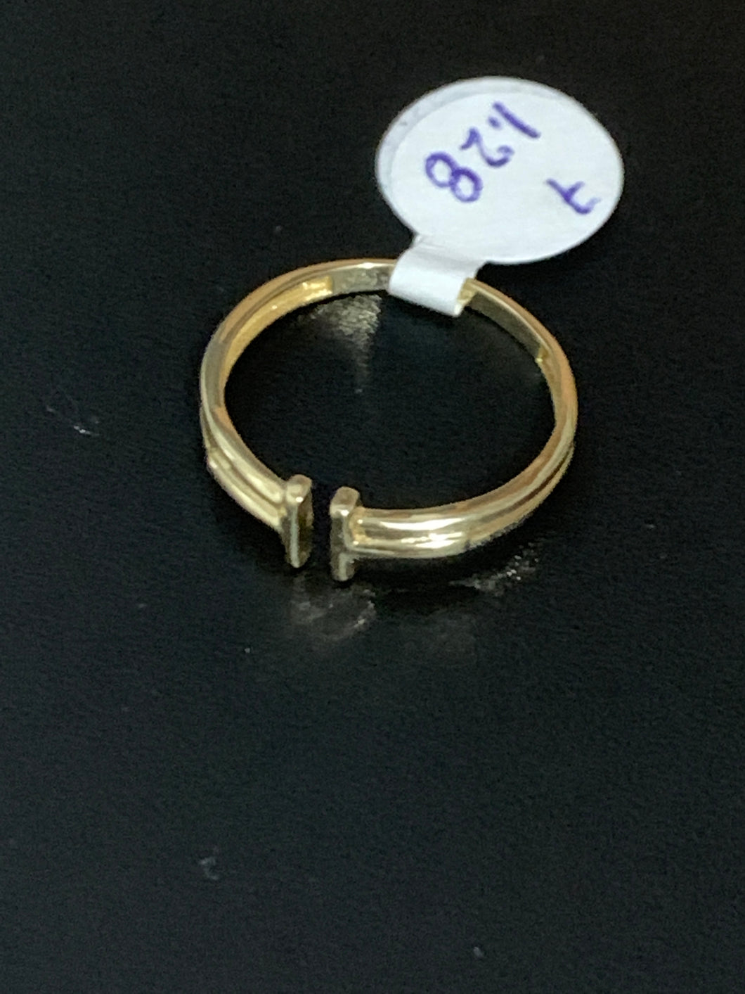 New Real 18K Saudi Gold Double Bar Ring Size 7 - Rafant