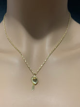 Load image into Gallery viewer, New Real 18K Saudi Gold Necklace 18&quot; Cable Chain w/Heart Key Pendants Item214 - Rafant
