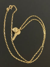 Load image into Gallery viewer, New Real 18K Saudi Gold Necklace 18&quot; Cable Chain w/Heart Key Pendants Item214 - Rafant

