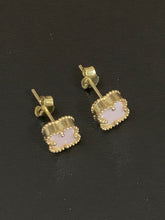 Load image into Gallery viewer, 18K Gold Light Pink Mother of Pearl Four Leaf Clover Stud Earrings - Rafant
