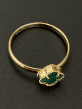 Load image into Gallery viewer, New Real Fine 18K Japan Gold Green Malachite Four Clover Leaf Flower Ring Size 6.5 - Rafant
