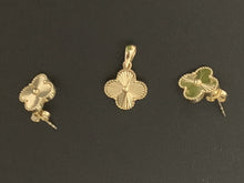 Load image into Gallery viewer, New Fin Real 18K Japan Gold Four Clover Flower Set Stud Earrings and Pendant - Rafant
