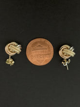 Load image into Gallery viewer, New Real 18K Saudi Gold Tricolor White Yellow Rose Gold Knot Stud Earrings - Rafant
