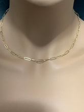 Load image into Gallery viewer, New Real 18K Saudi Gold Paperclips Chain Link Necklace 17.50&quot; - Rafant
