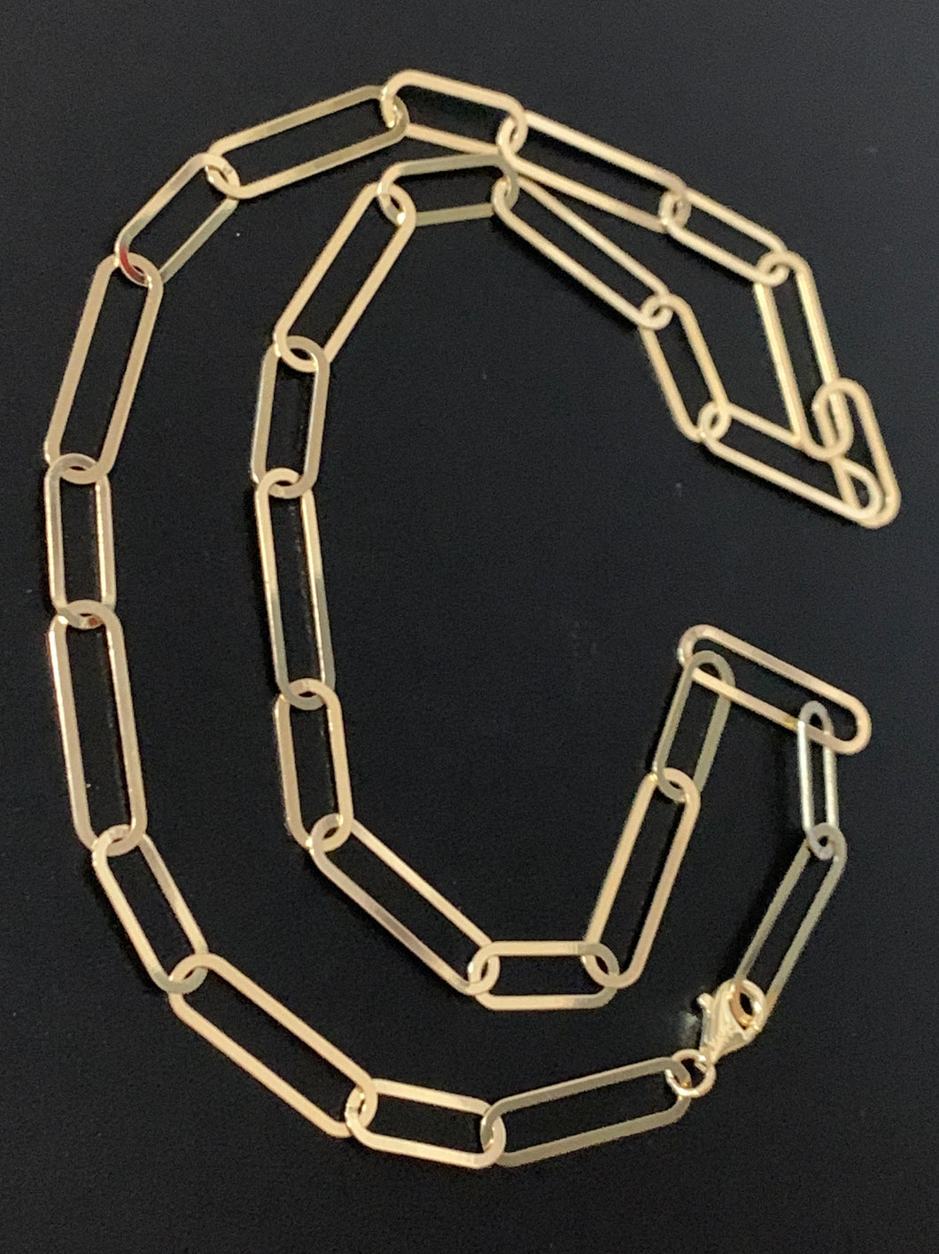 New Real 18K Japan Gold Paperclips Chain Link Necklace 18