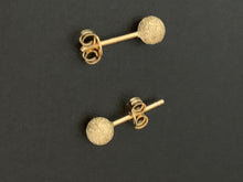 Load image into Gallery viewer, New Real 18K Saudi Gold Frosted Ball Stud Earrings Small - Rafant
