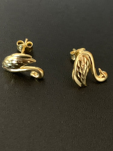 New Real 18K Japan Gold  Swan Stud Earrings - Rafant