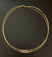 Load image into Gallery viewer, New Real 18K Saudi Gold Beaded Omega Necklace Tricolor White Yellow Rose Gold Round Beads - Rafant
