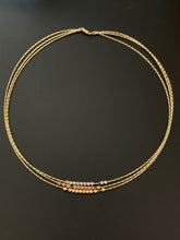 Load image into Gallery viewer, New Real 18K Saudi Gold Beaded Omega Necklace Tricolor White Yellow Rose Gold Round Beads - Rafant
