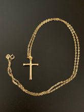 Load image into Gallery viewer, New Real 18K Saudi Gold Necklace Cable Link Chain 19.50&quot; w/ Cross Pendant - Rafant
