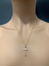 Load image into Gallery viewer, New Real 18K Saudi Gold Necklace Cable Link Chain 19.50&quot; w/ Cross Pendant - Rafant
