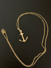 Load image into Gallery viewer, New Real 18K Saudi Gold Necklace Rolo Chain 17.50&quot; w/ Anchor Pendant - Rafant
